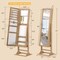 Costway Jewelry Cabinet Full-Length Mirror Lockable Jewelry Armoire with 6 Lights Beige/Natural
